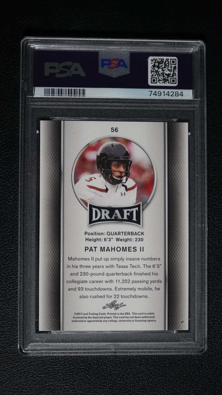 2017 Leaf Draft - Patrick Mahomes II #56 Gold (RC)