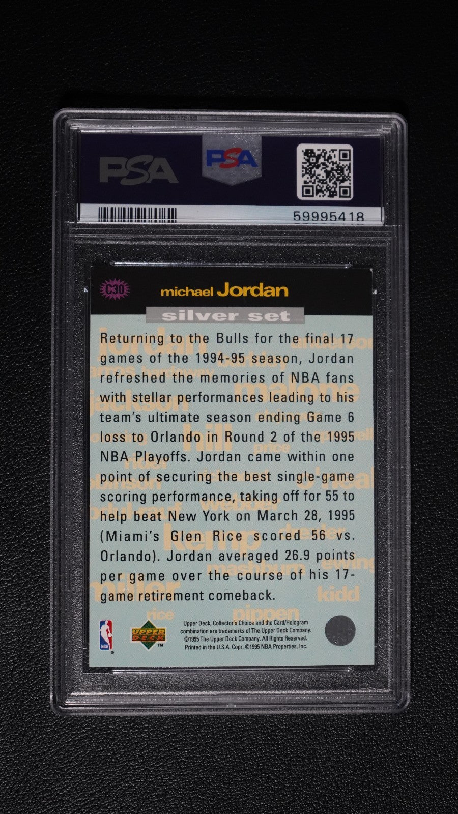 1995 C.C. Crash the Game Michael Jordan #C30 Scoring Redemption - Silver NM 7