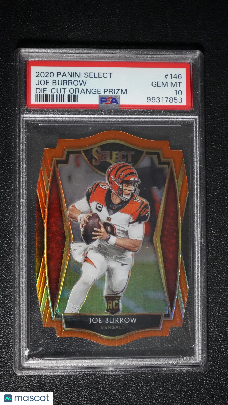 2020 Panini Select - Premier Level Joe Burrow #146 Orange Prizm Die-Cut (RC)
