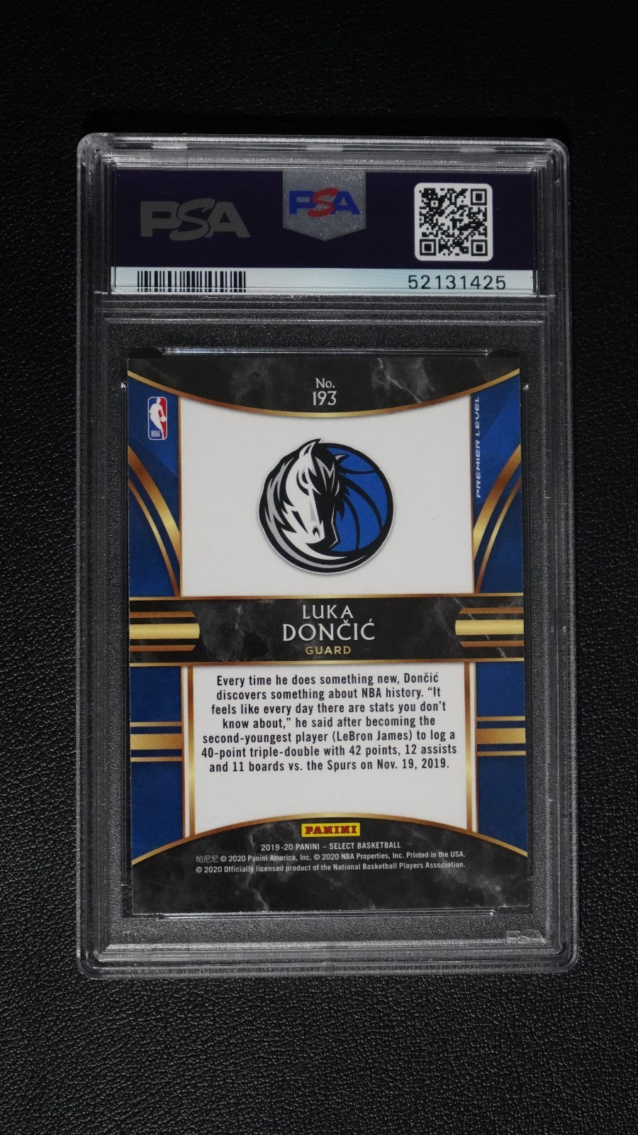 2019 Panini Select #193 - Luka Dončić GEM MT 10