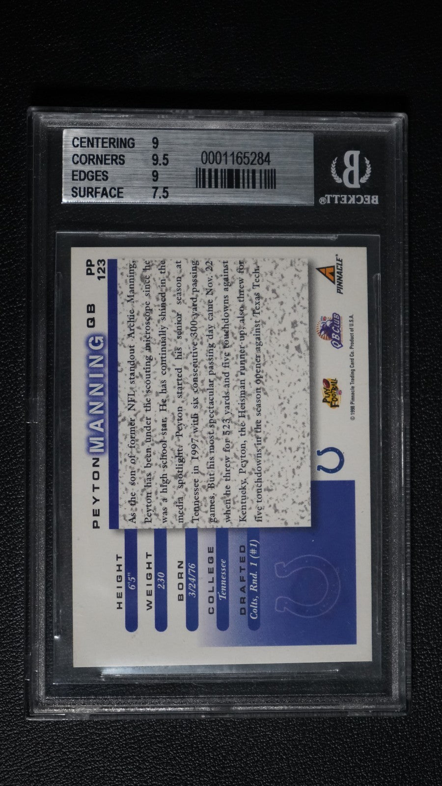 1998 Score Showcase Artist's Proofs #PP123 Peyton Manning