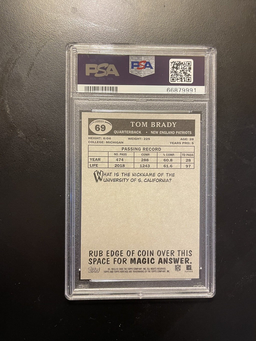 2005 Topps Heritage Tom Brady #69 PSA 8