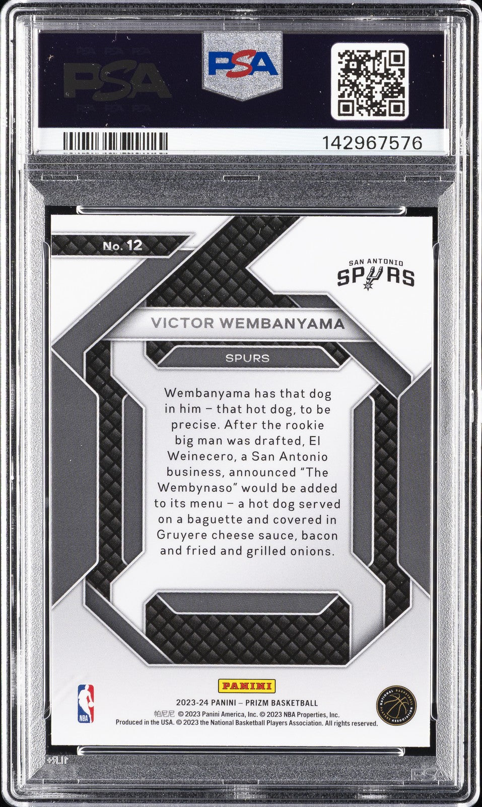 2023 PANINI PRIZM EMERGENT VICTOR WEMBANYAMA #12 PSA 9