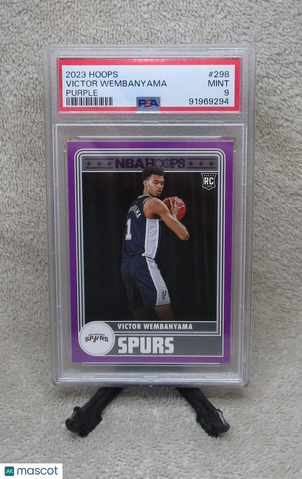 2023 Panini Victor Wembanyama #298 Panini NBA Hoops Purple Parallel RC PSA 9