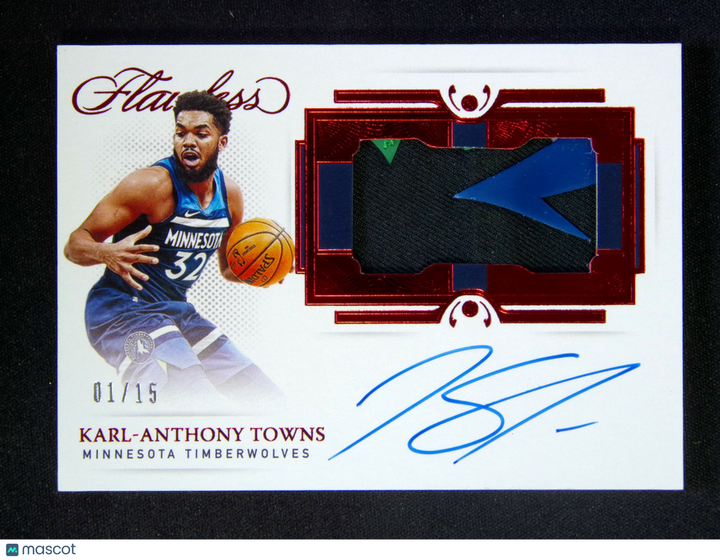 2020-21 Panini Flawless Karl-Anthony Towns GU Patch Auto Ruby 1/15