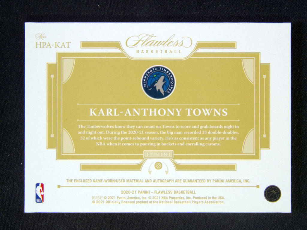 2020-21 Panini Flawless Karl-Anthony Towns GU Patch Auto Ruby 1/15
