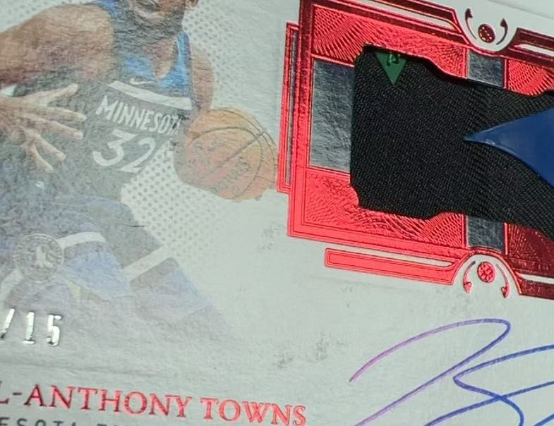 2020-21 Panini Flawless Karl-Anthony Towns GU Patch Auto Ruby 1/15