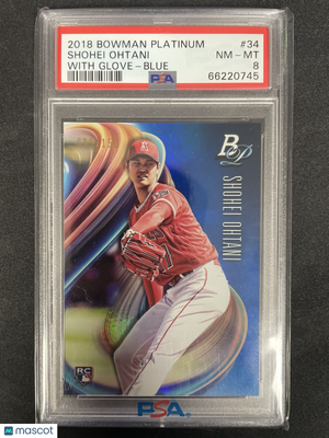 2018 Bowman Platinum Shohei Ohtani #34 With Glove Blue PSA 8