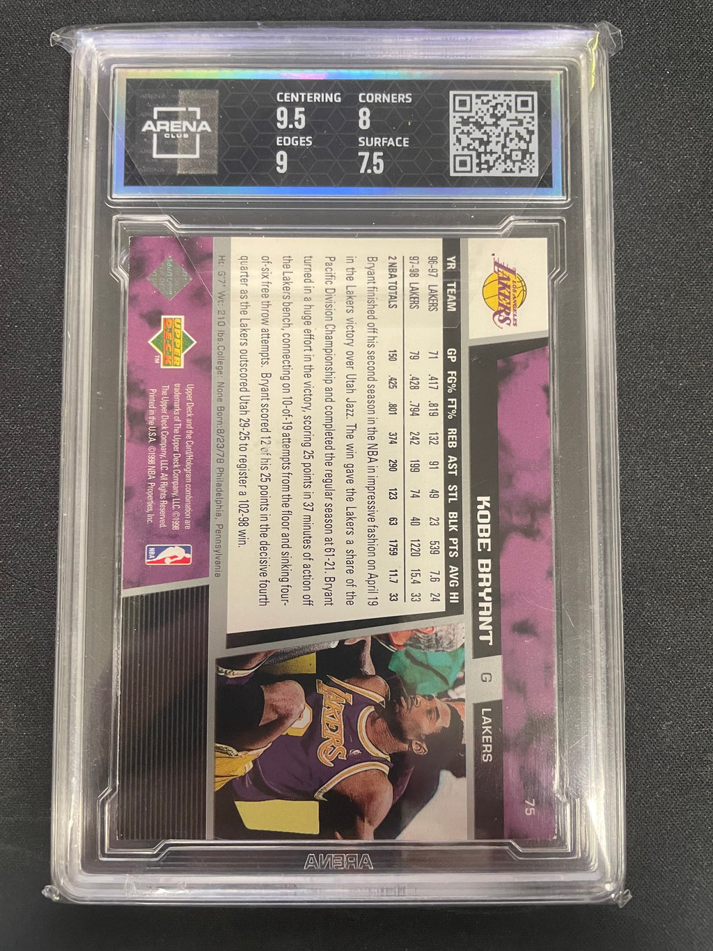 1998-99 Upper Deck Kobe Bryant #75 Arena Club 8