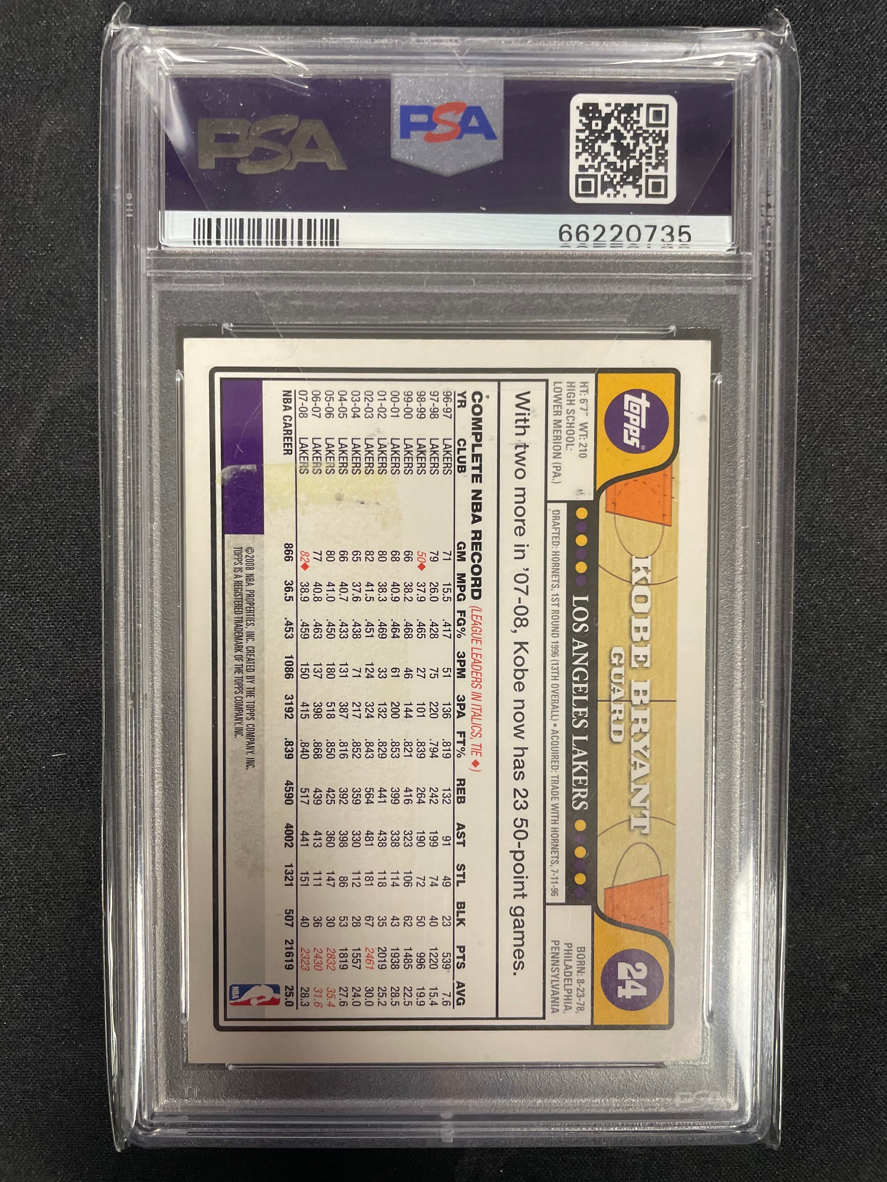2008 Topps Kobe Bryant #24 PSA 2