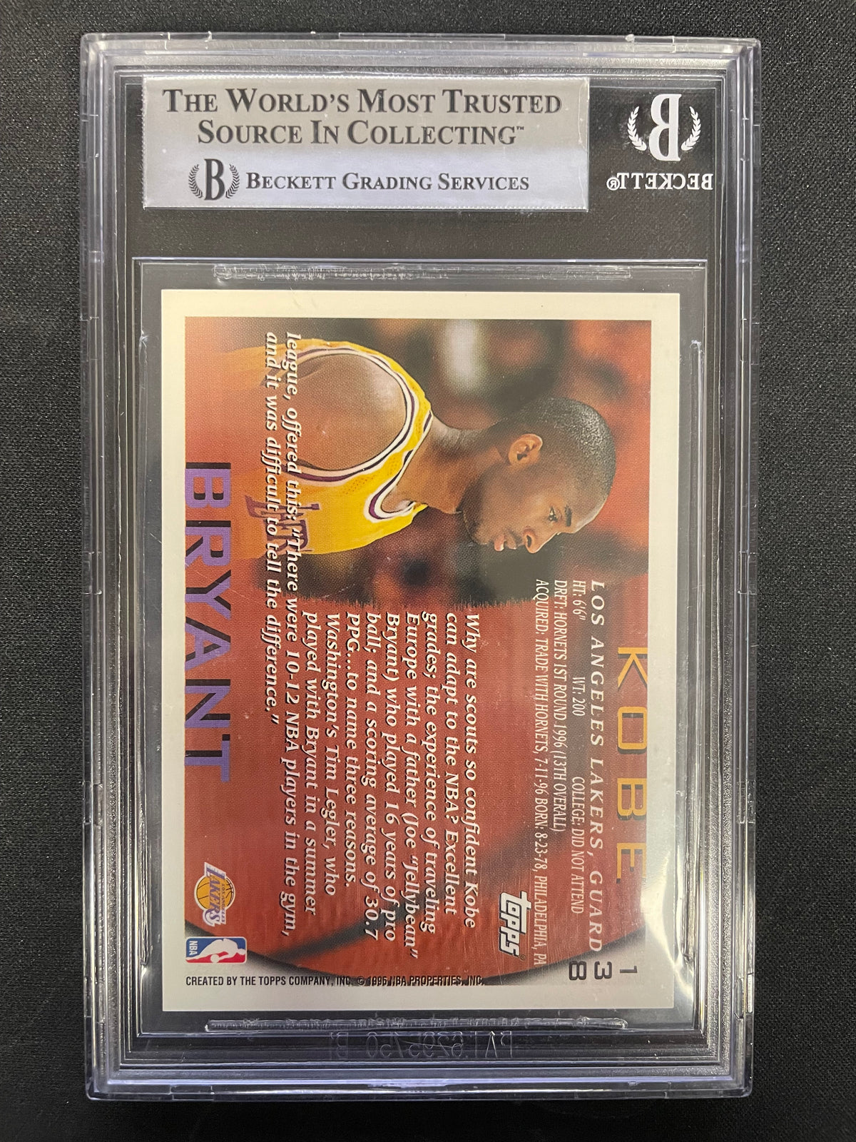 1996 Topps Kobe Bryant #138 Rookie