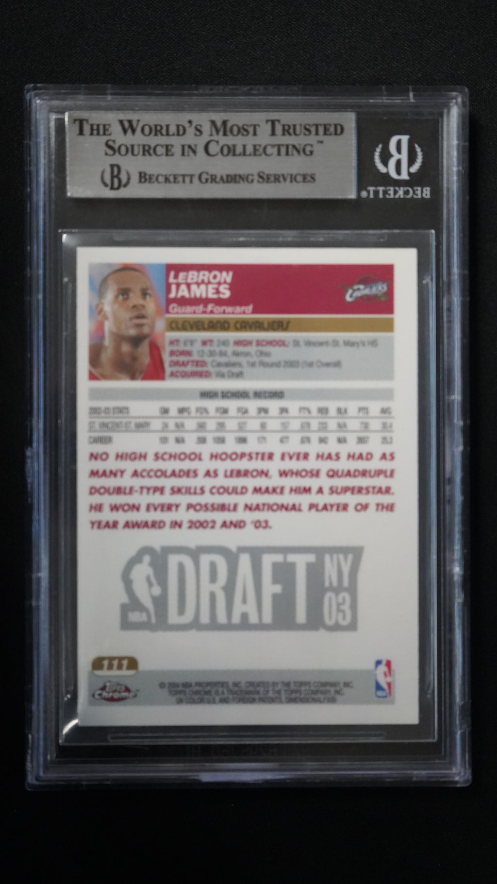 2003 Topps Chrome LeBron James #111 Rookie BGS 8.5
