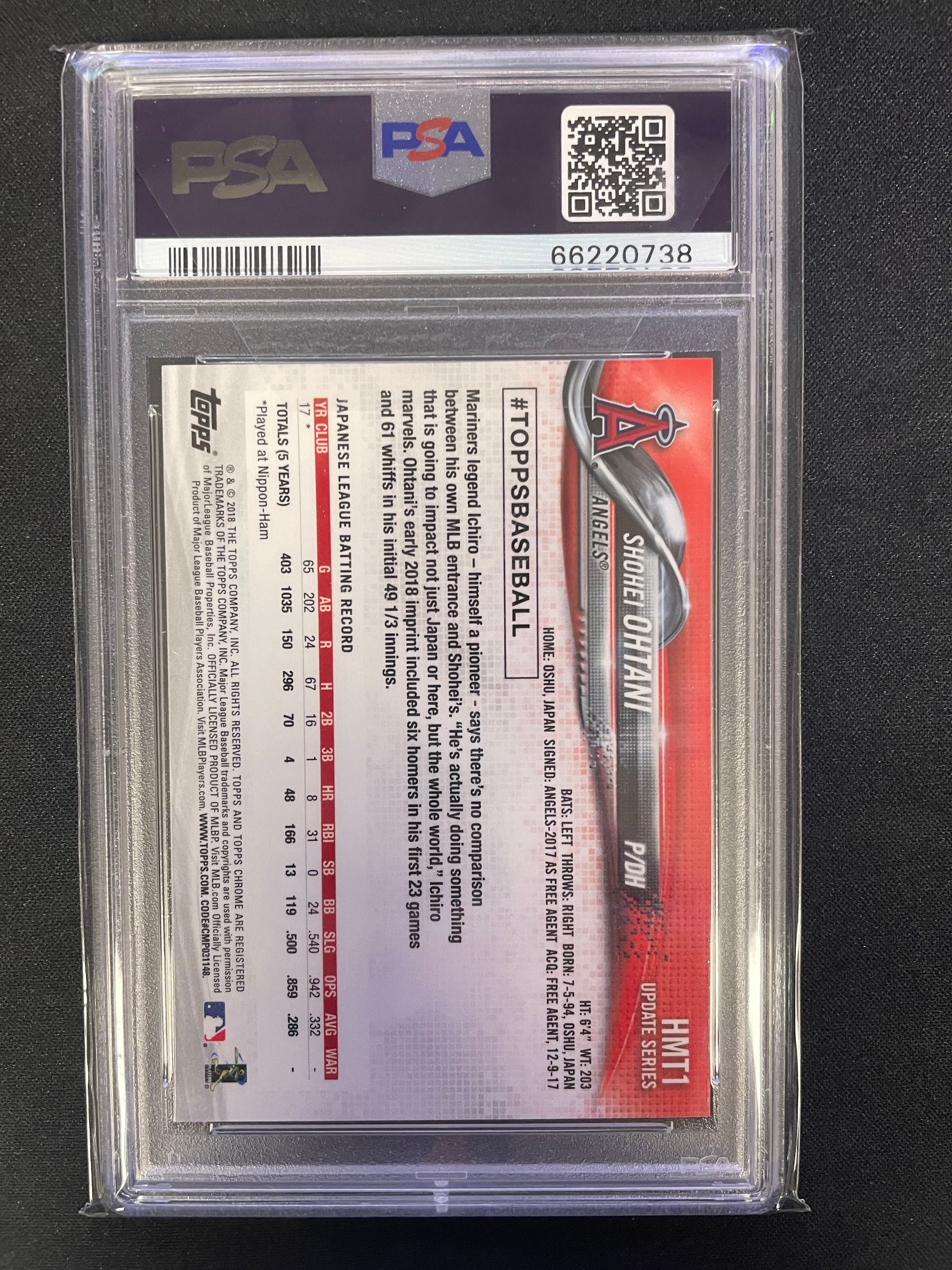 2018 Topps Chrome Update Shohei Ohtani #HMT1 PSA 10