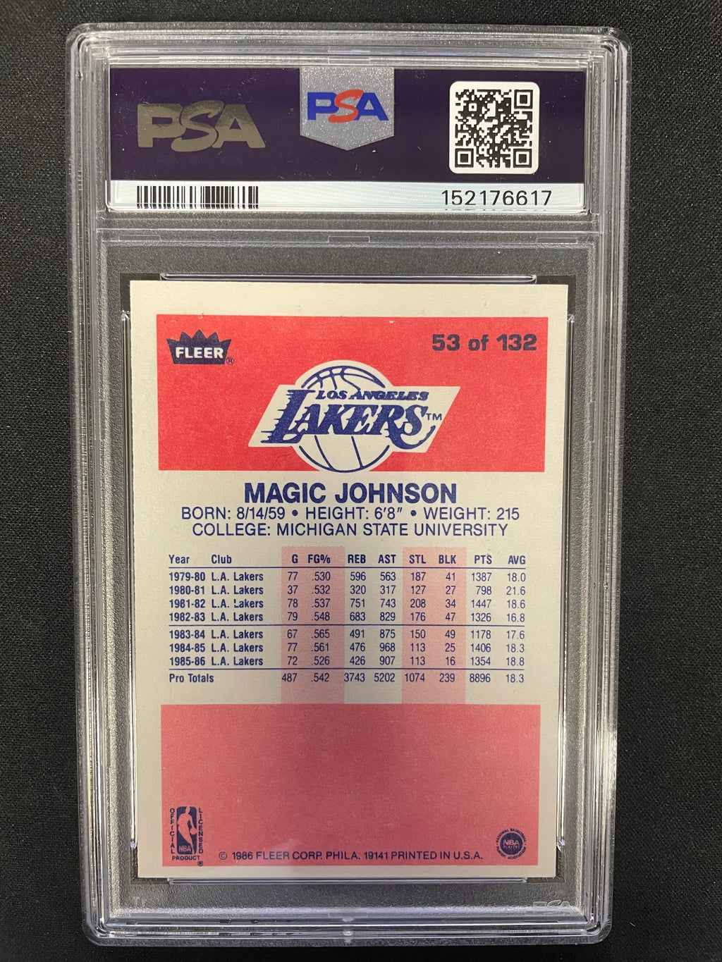 1986 Fleer Magic Johnson #53 Auto 10