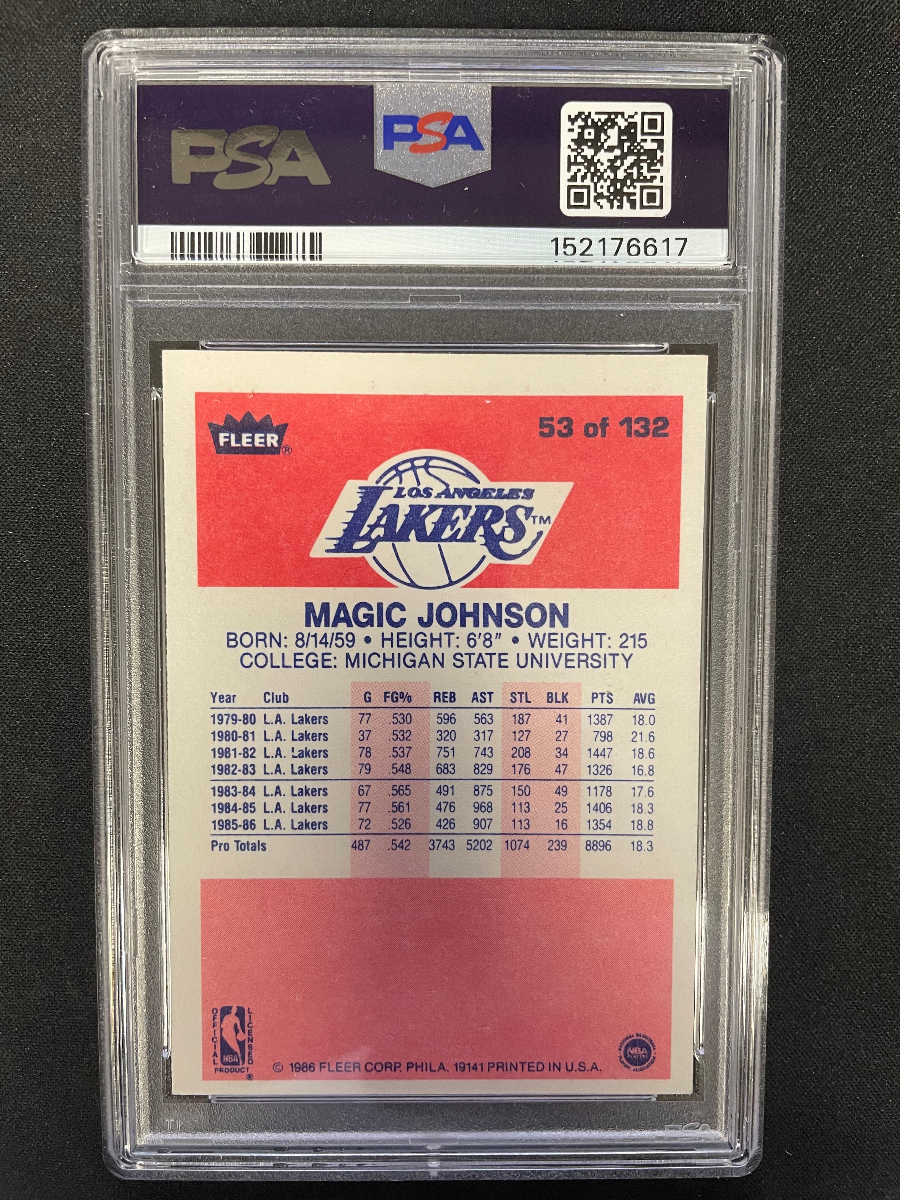 1986 Fleer Magic Johnson #53 Auto 10