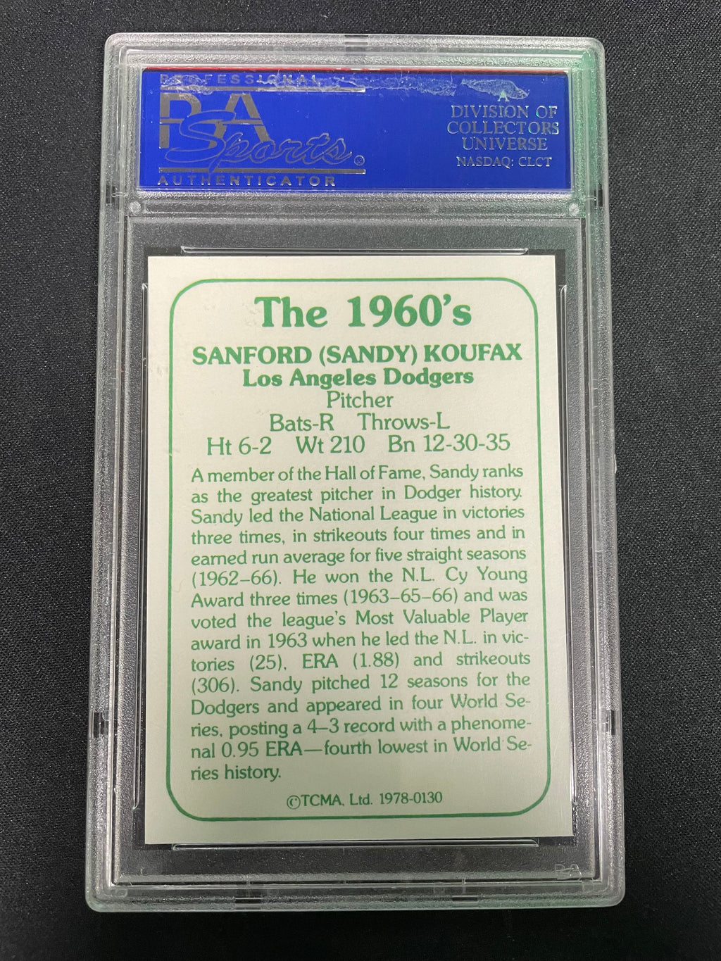 1978 Tcma The 1960's Sandy Koufax #130