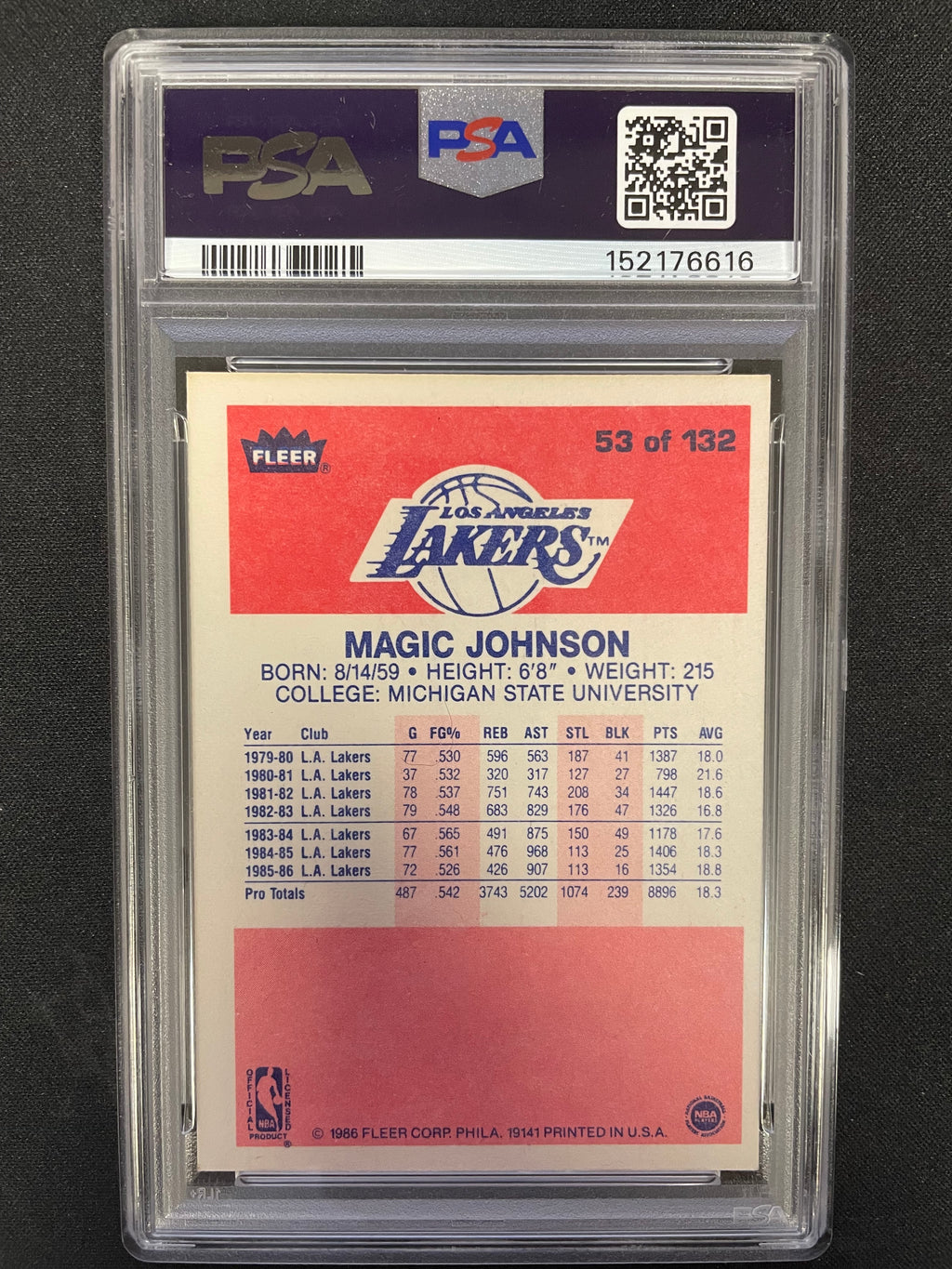 1986 Fleer Magic Johnson #53 Auto 9