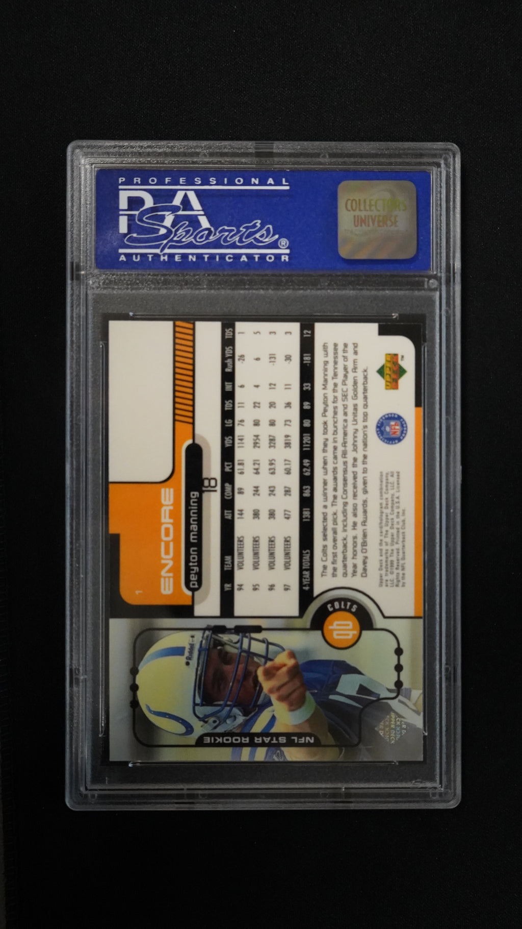 1998 Upper Deck Encore Peyton Manning #1 PSA 8