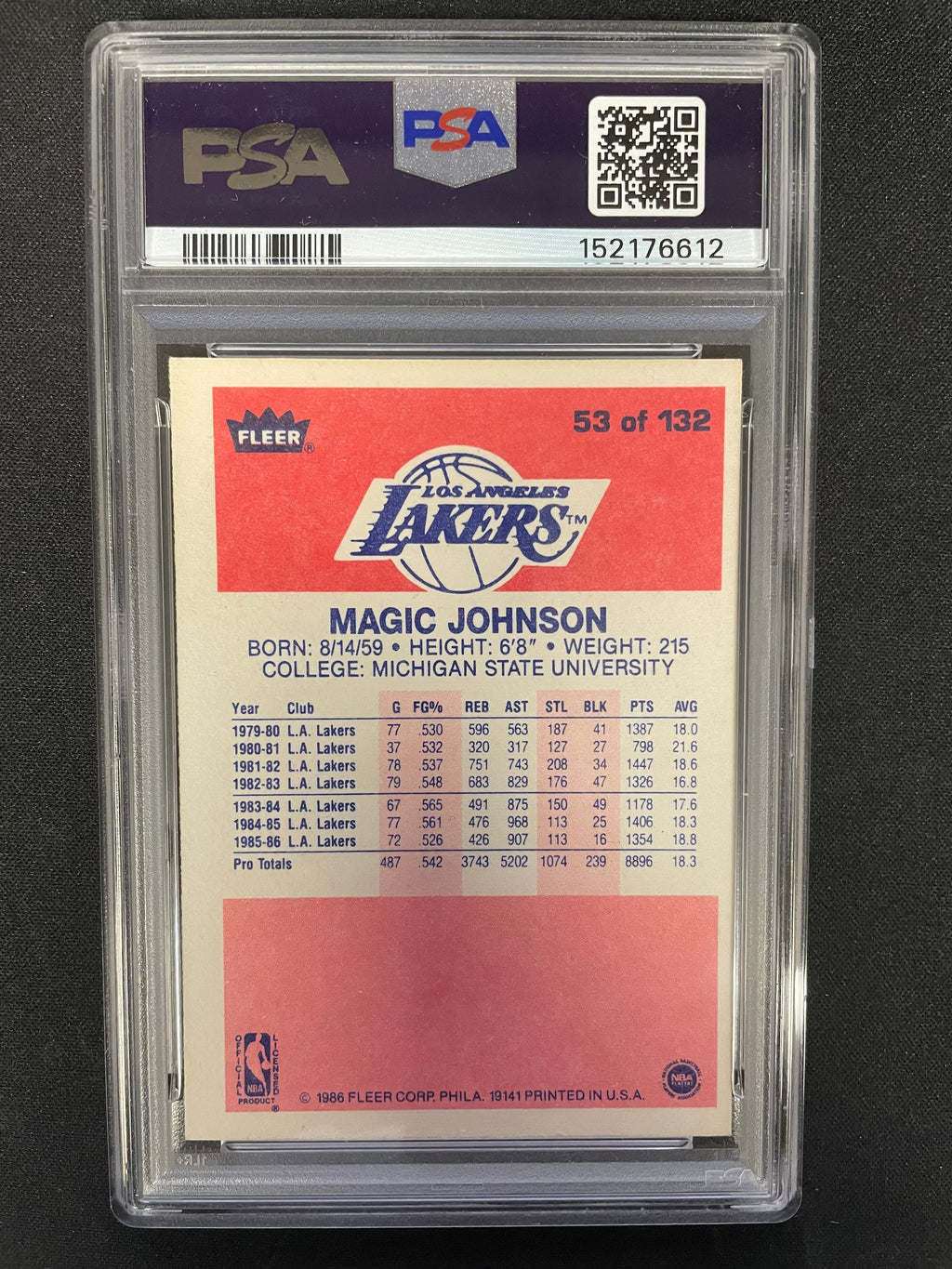 1986 Fleer Magic Johnson #53 Auto 10