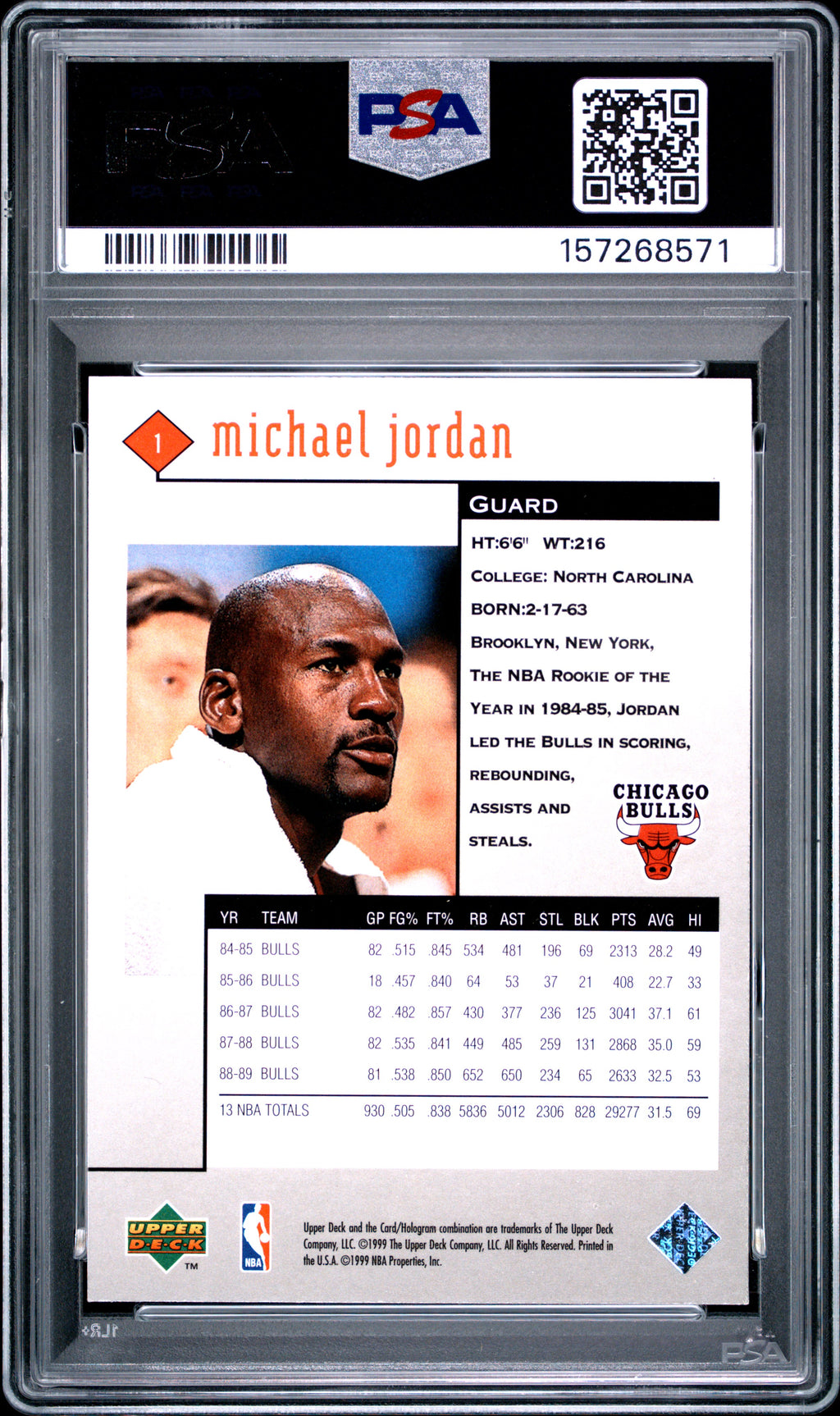 1998 Upper Deck Black Diamond Michael Jordan #1 Single PSA 9