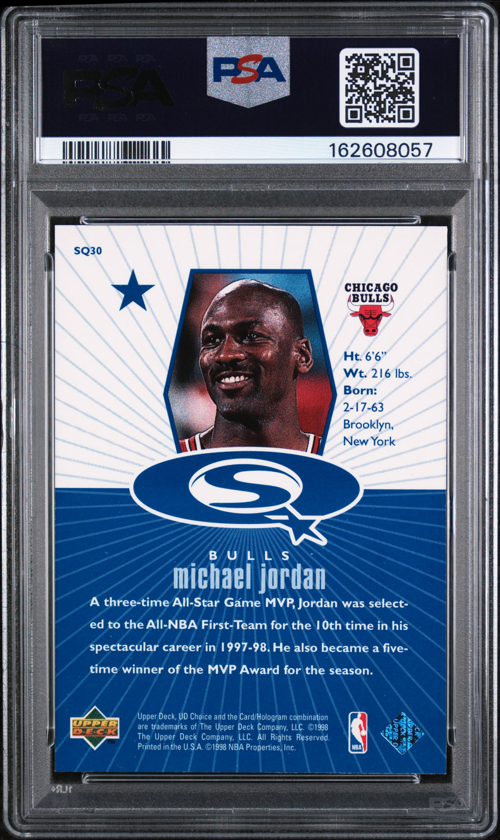 1998 UD Choice Starquest Michael Jordan #SQ30 Blue