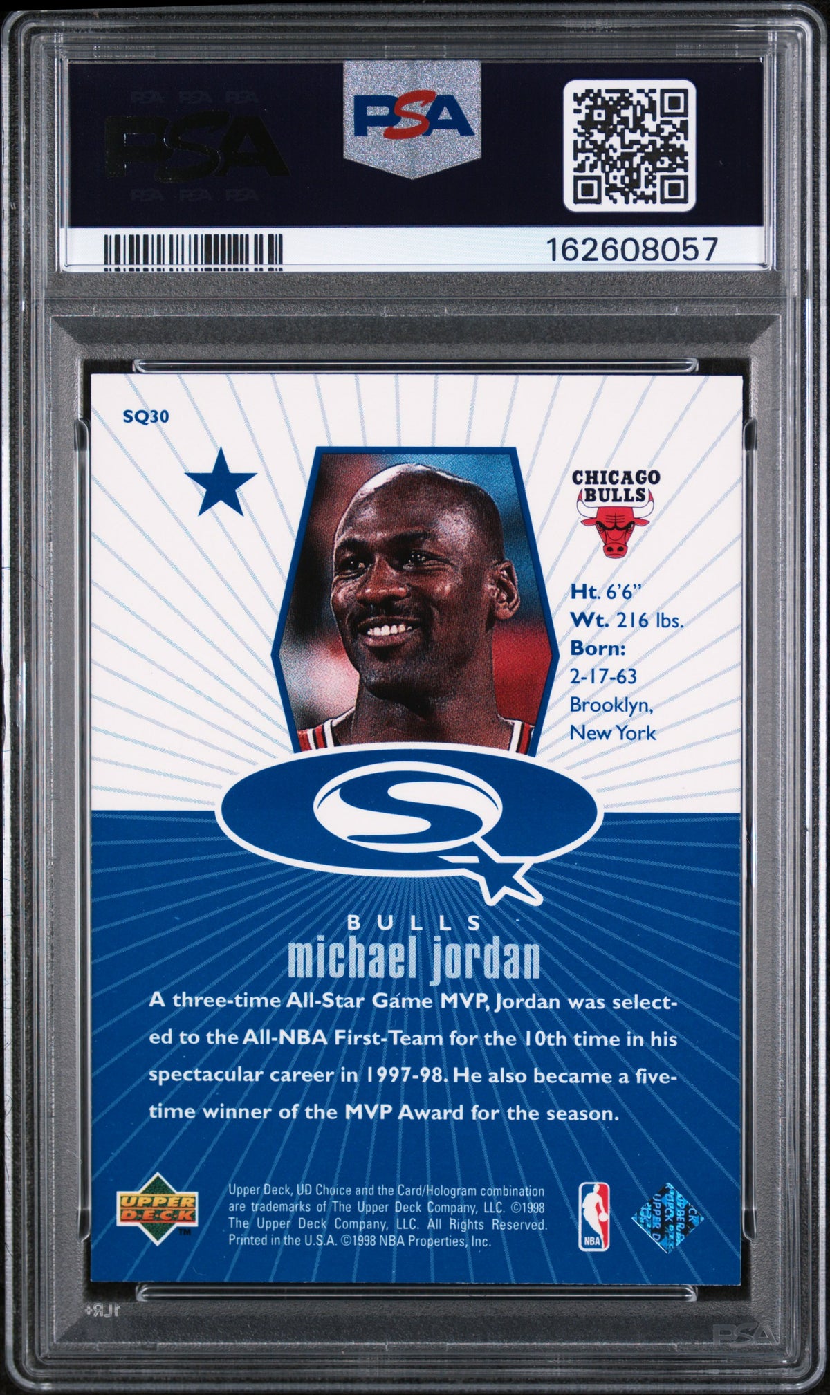 1998 UD Choice Starquest Michael Jordan #SQ30 Blue