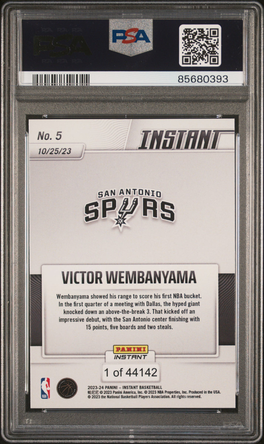 2023 Panini Instant Victor Wembanyama #5 PSA 7
