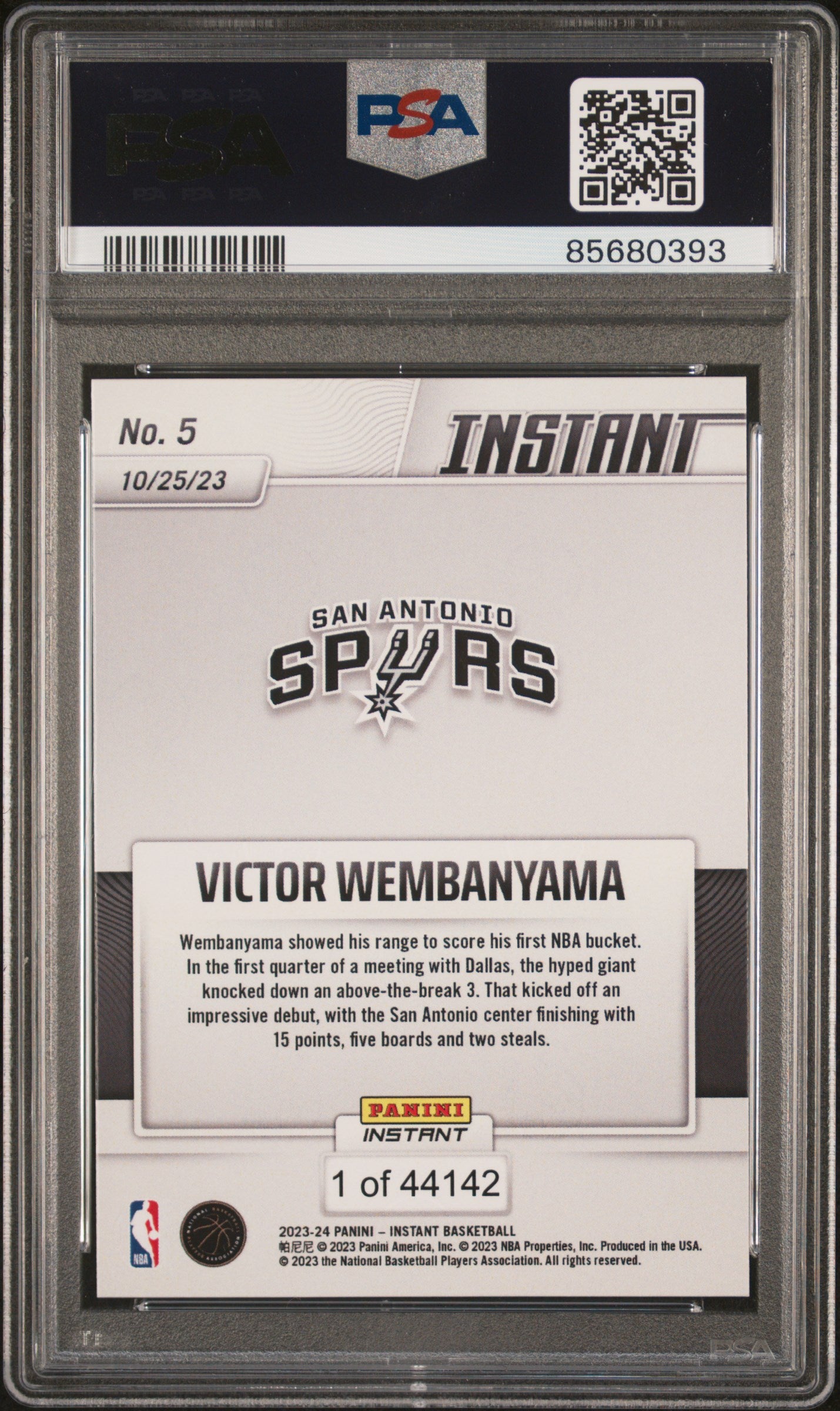 2023 Panini Instant Victor Wembanyama #5 PSA 7