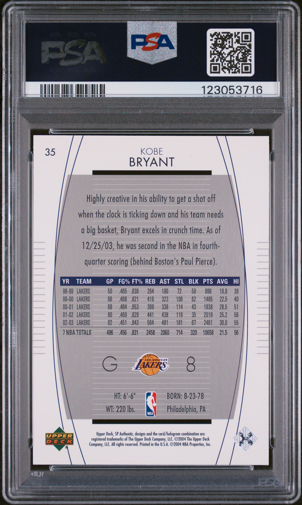 2003 SP Authentic Kobe Bryant #35