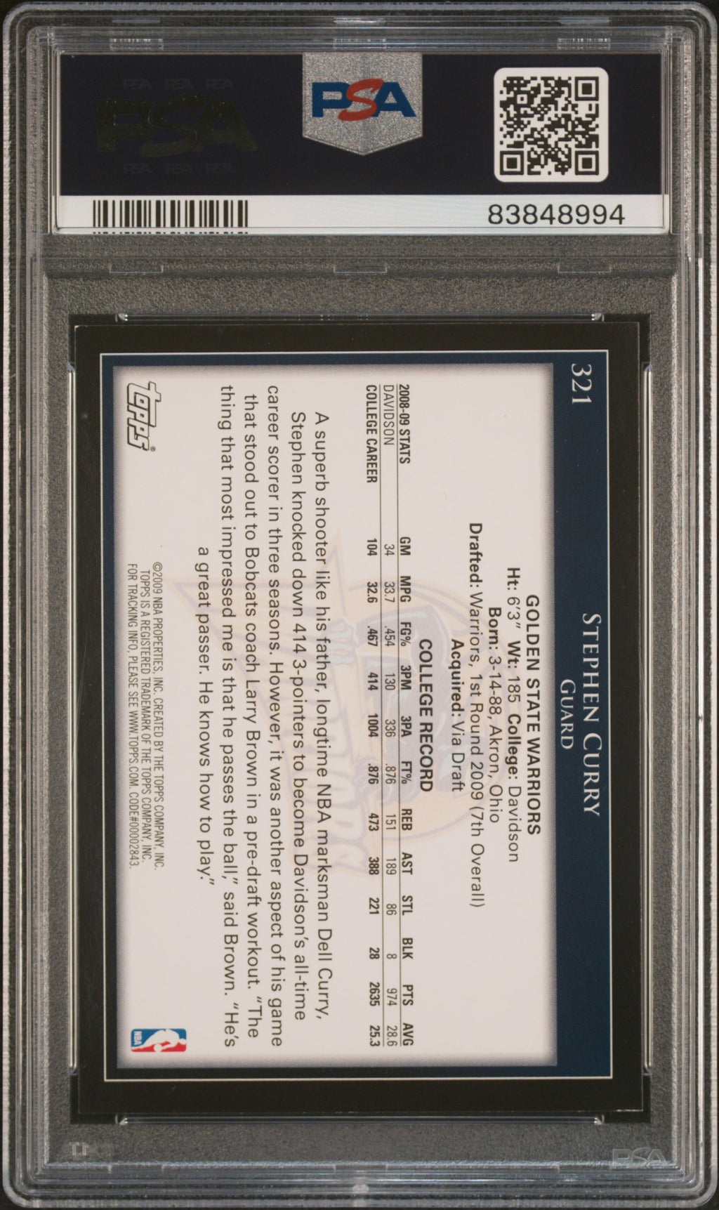 2009 Topps Stephen Curry #321