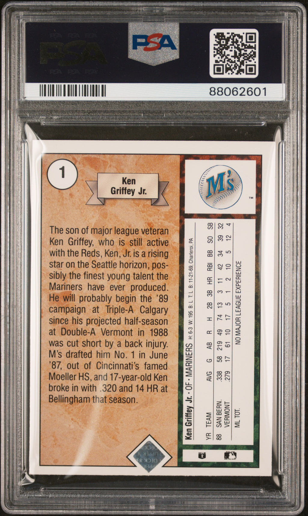1989 Upper Deck Ken Griffey JR. #1 Star Rookie
