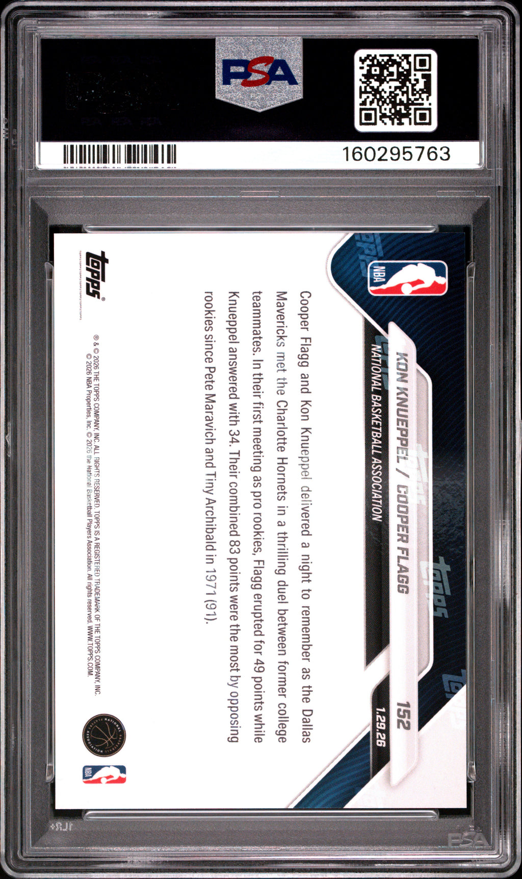 2025 Topps Now Knueppel Flagg #152 PSA 10