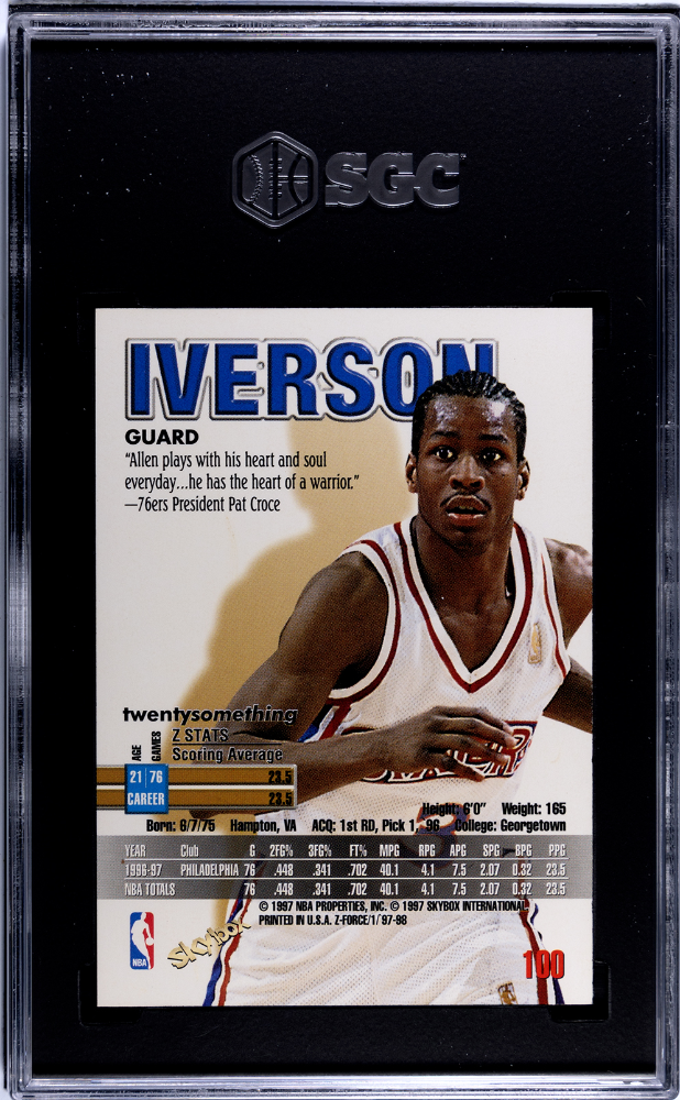 1997 Skybox Z-Force Allen Iverson #100