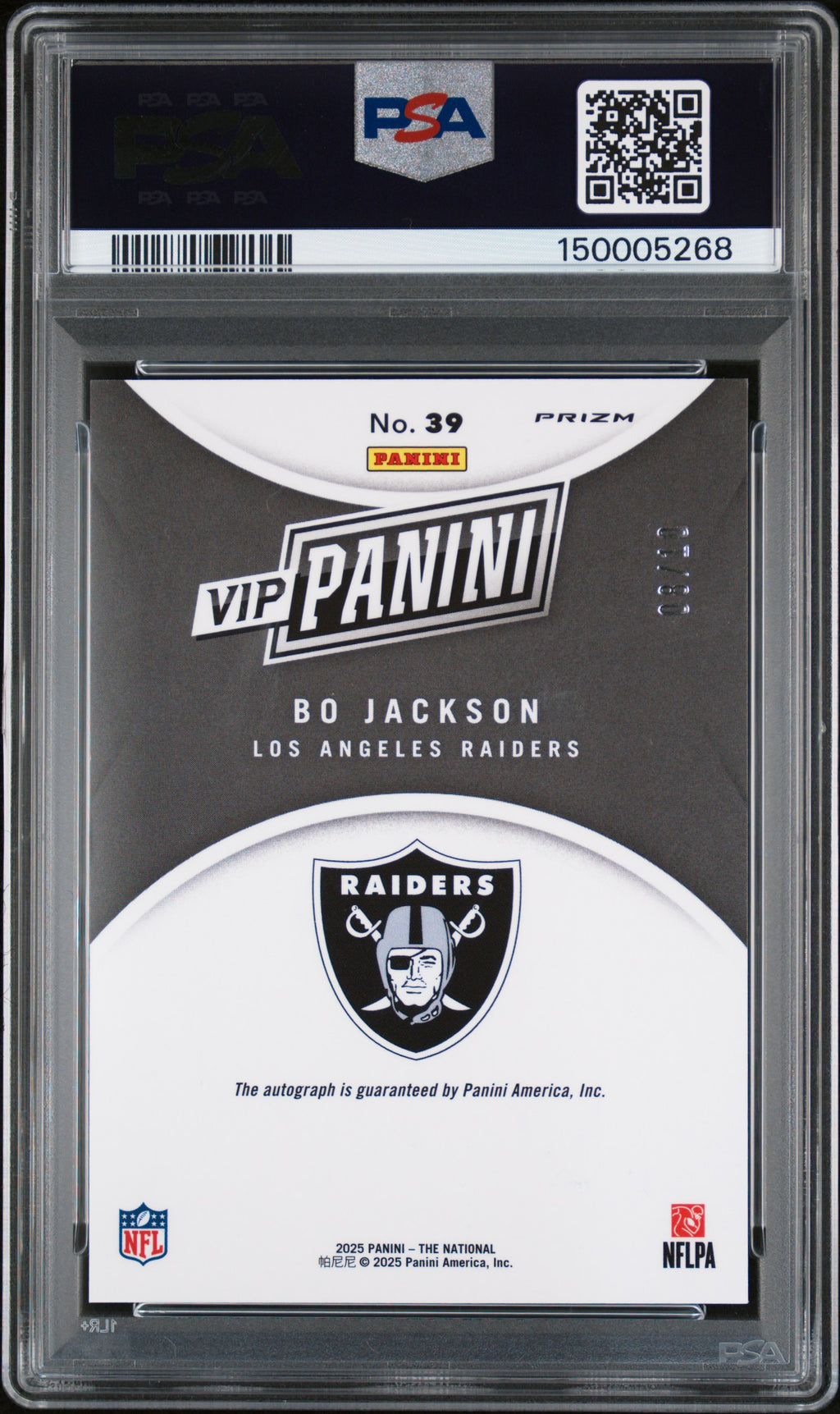 2025 Panini National Sports Collectors Convention Vip Gold Bo Jackson Auto PSA 9