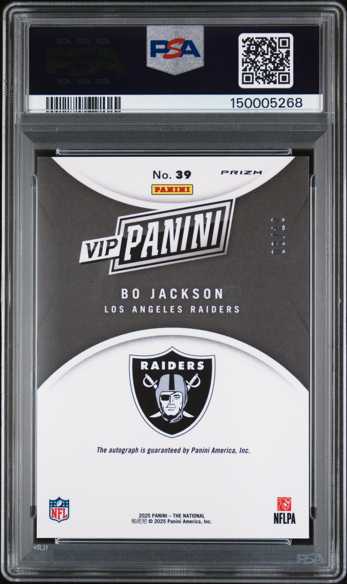 2025 Panini National Sports Collectors Convention Vip Gold Bo Jackson Auto PSA 9