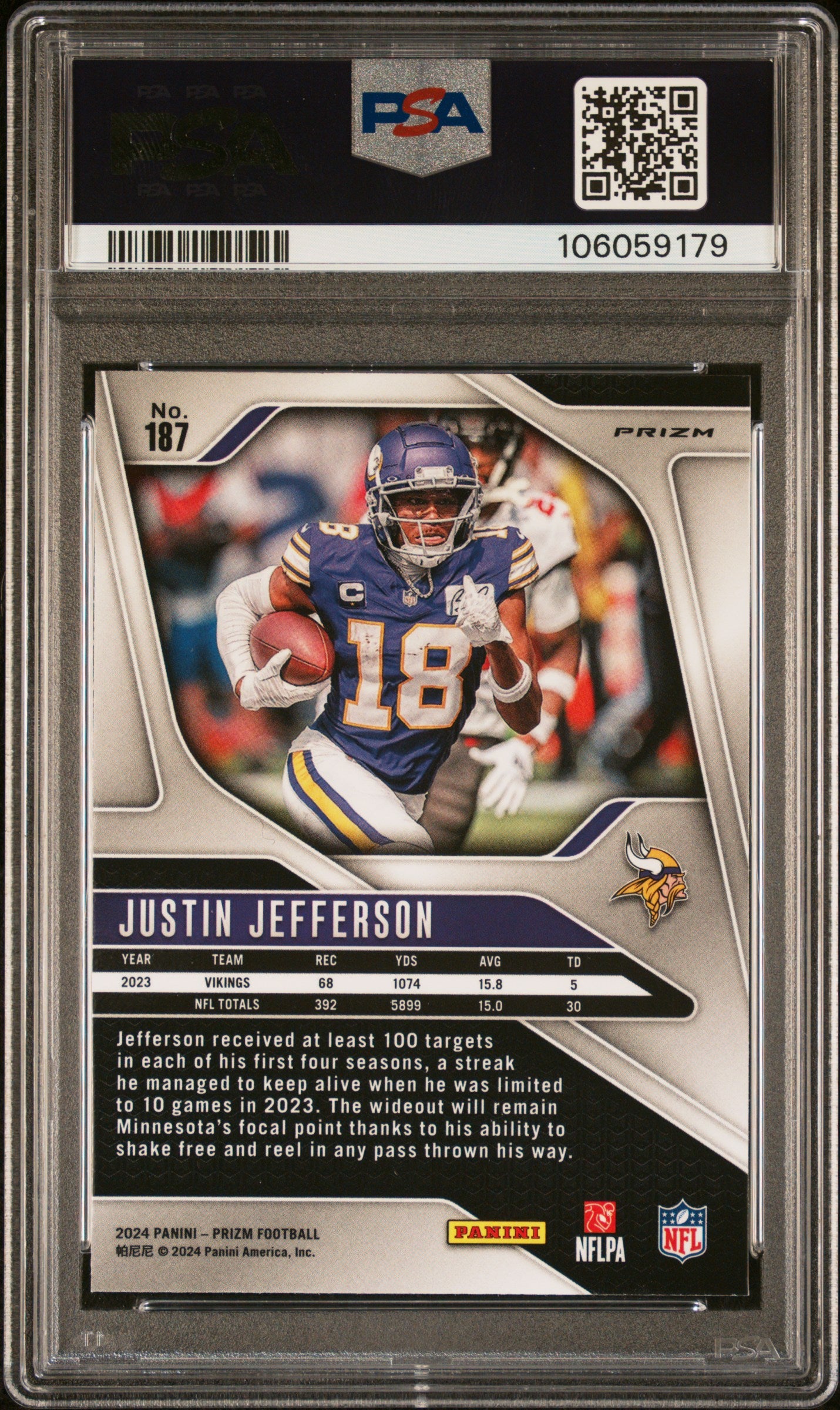 2024 Panini Prizm Justin Jefferson #187 Green Wave