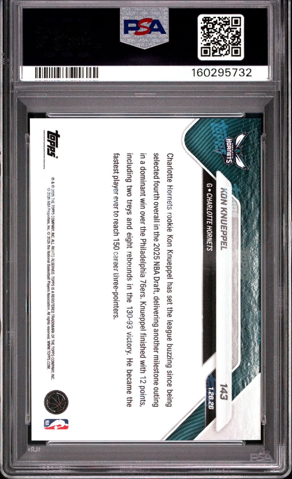 2025 Topps Now Kon Knueppel #143 PSA 10