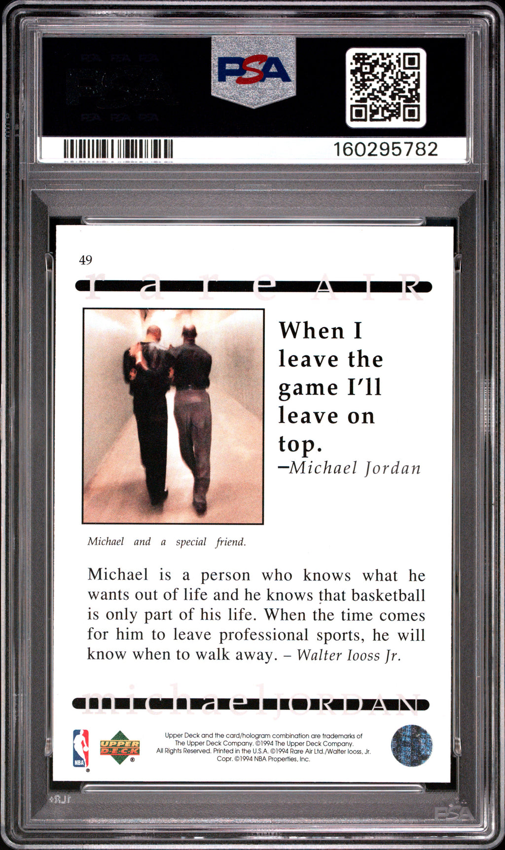 1994 Upper Deck MJ Rare Air Michael Jordan #49 PSA 10