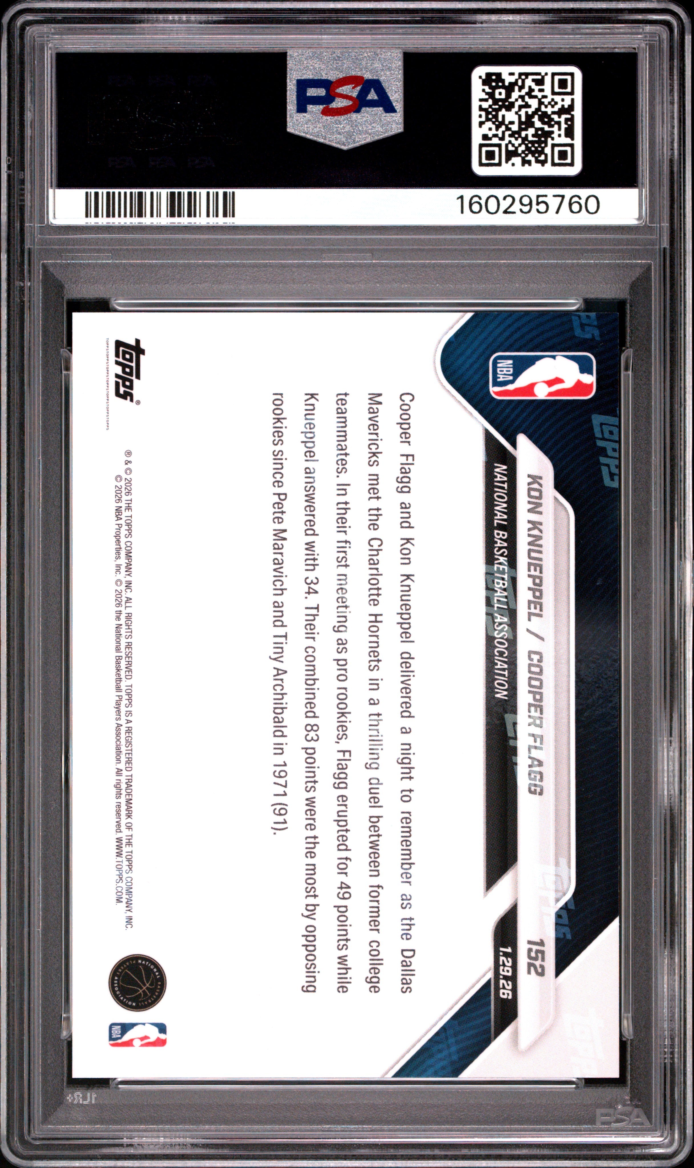 2025 Topps Now Knueppel Flagg #152 PSA 10