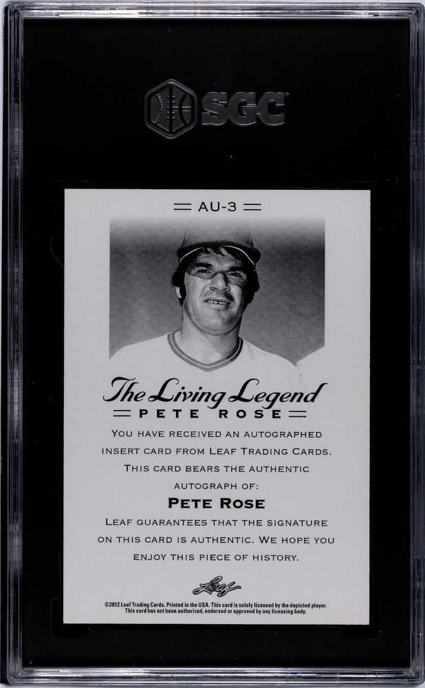 2012 Leaf Pete Rose Pete Rose #AU-3 The Living Legend Autograph Auto 10