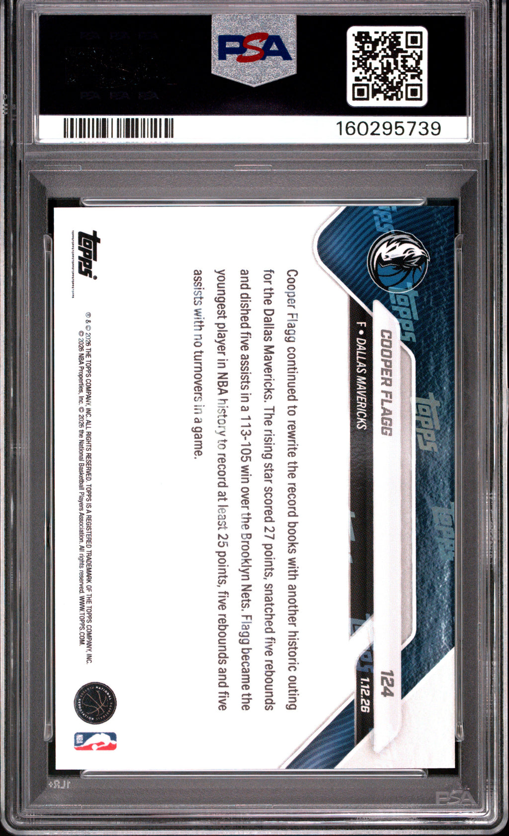 2025 Topps Now Cooper Flagg #124 PSA 10