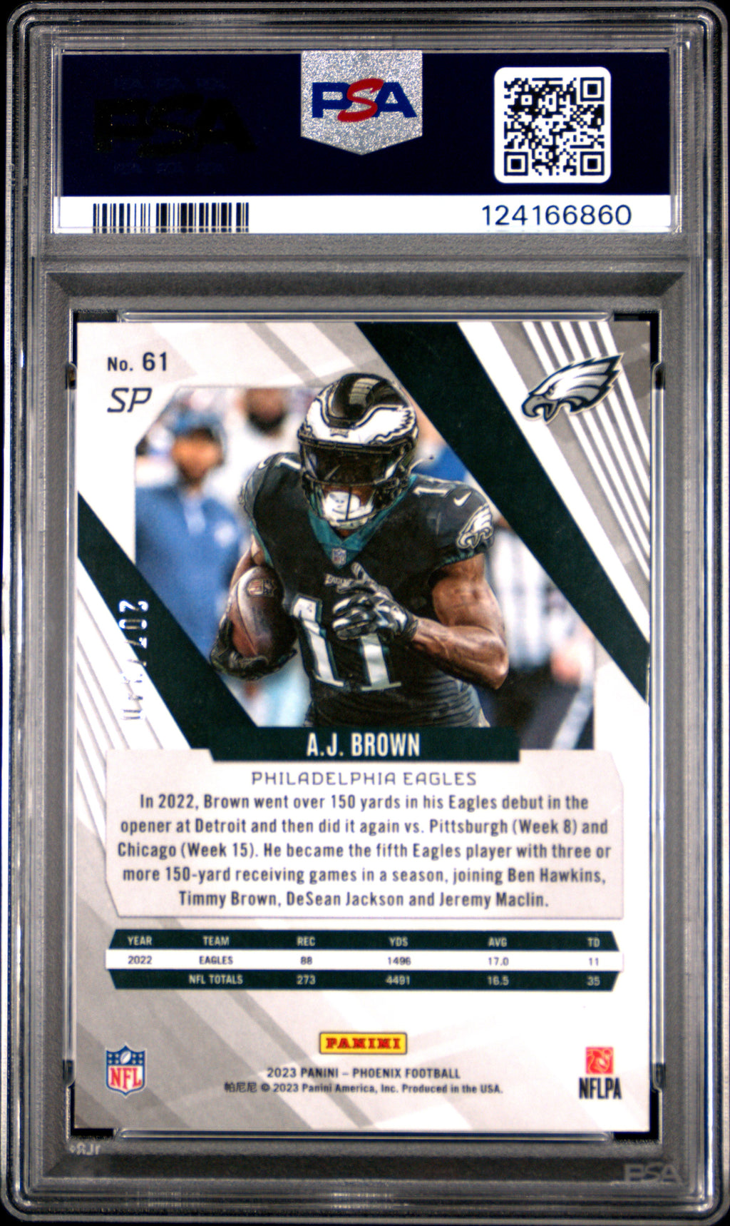 2023 Panini Phoenix Aj Brown #61 SP Fire Burst PSA 8