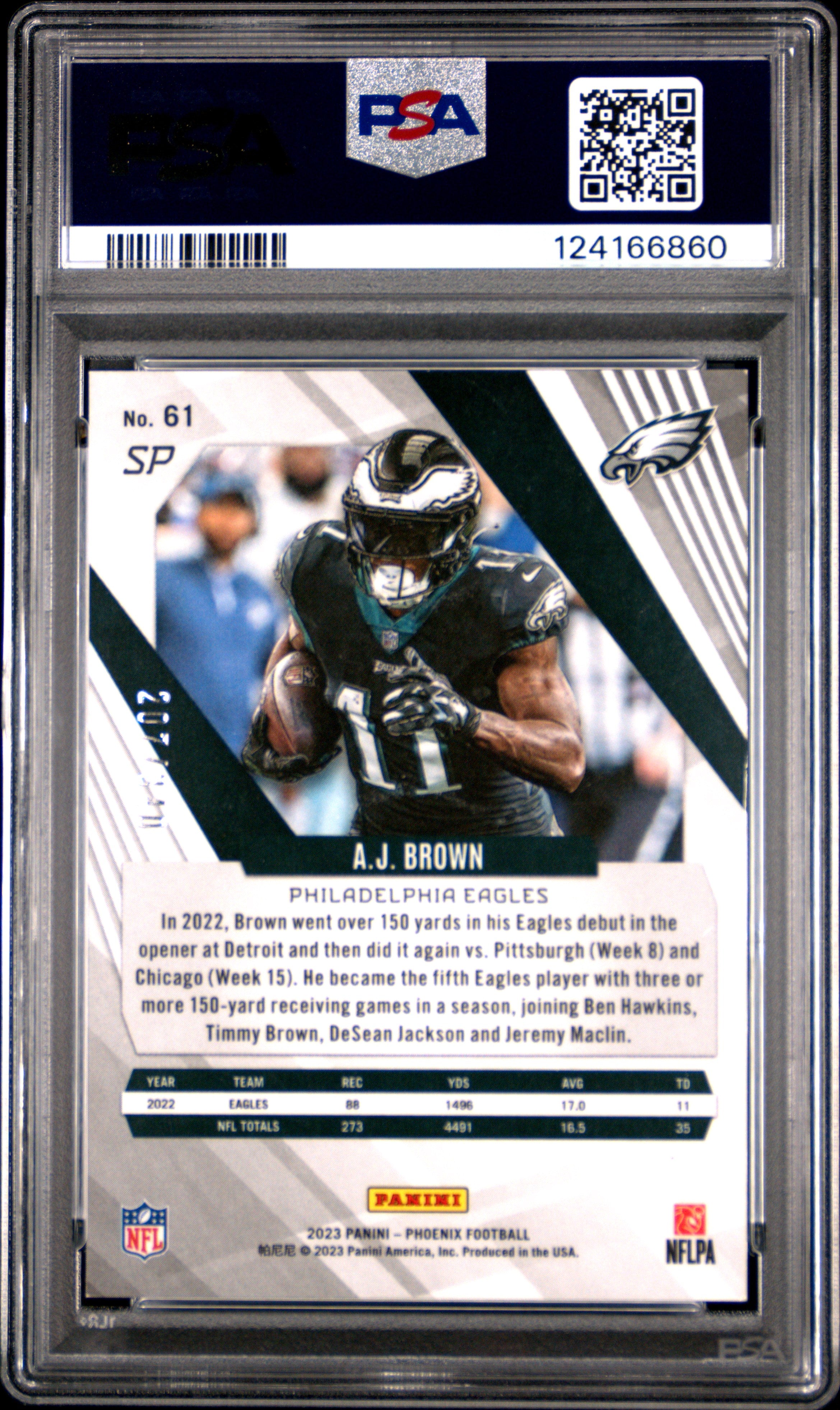 2023 Panini Phoenix Aj Brown #61 SP Fire Burst PSA 8