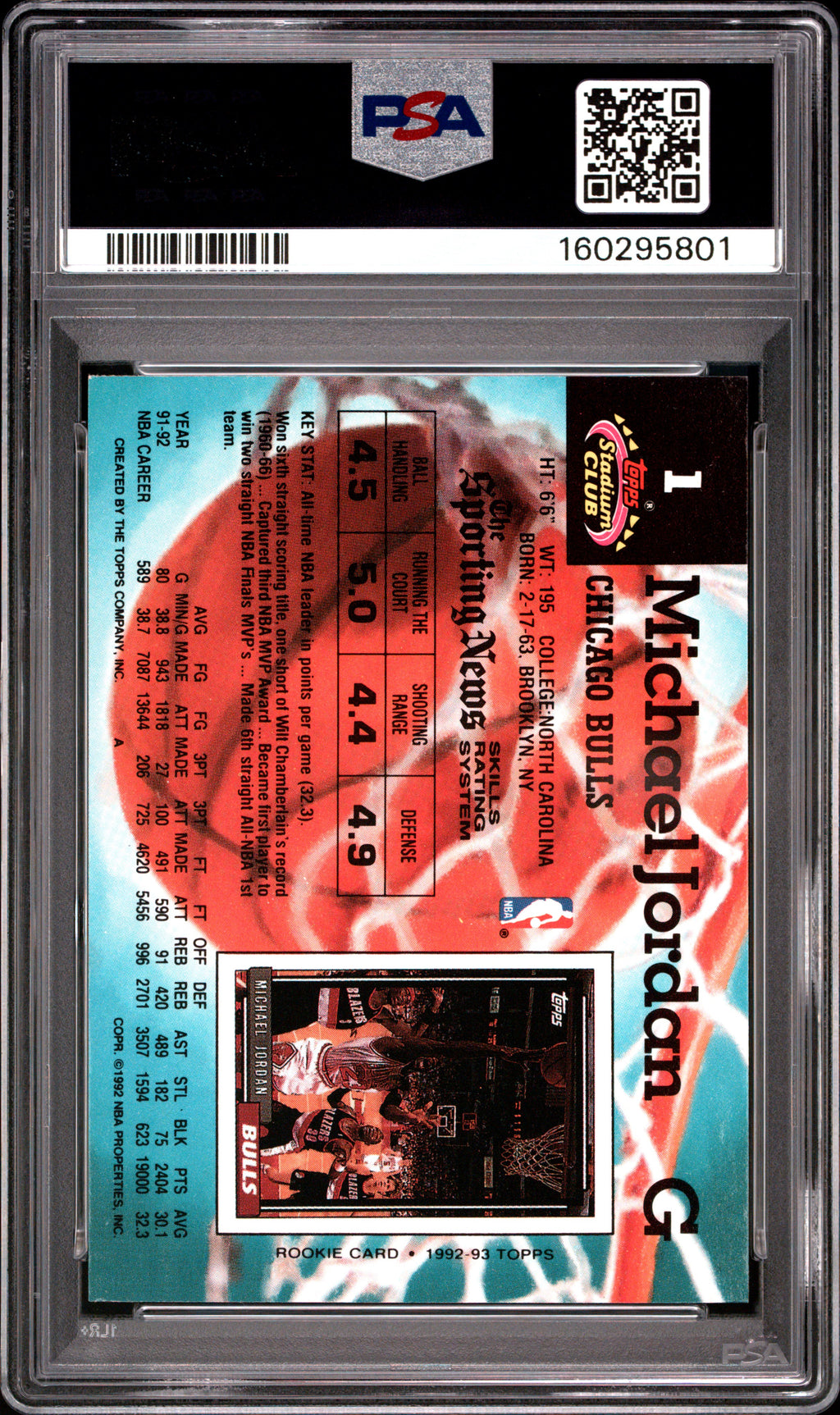 1992 Stadium Club Michael Jordan #1 PSA 7