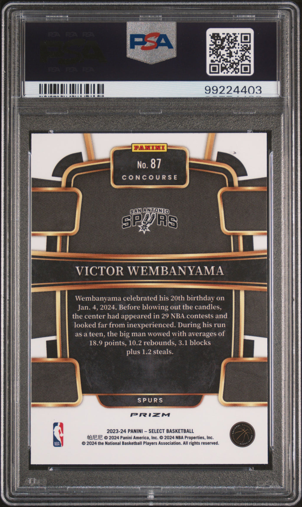 2023 Panini Select Victor Wembanyama #87 Silver Prizm PSA 10