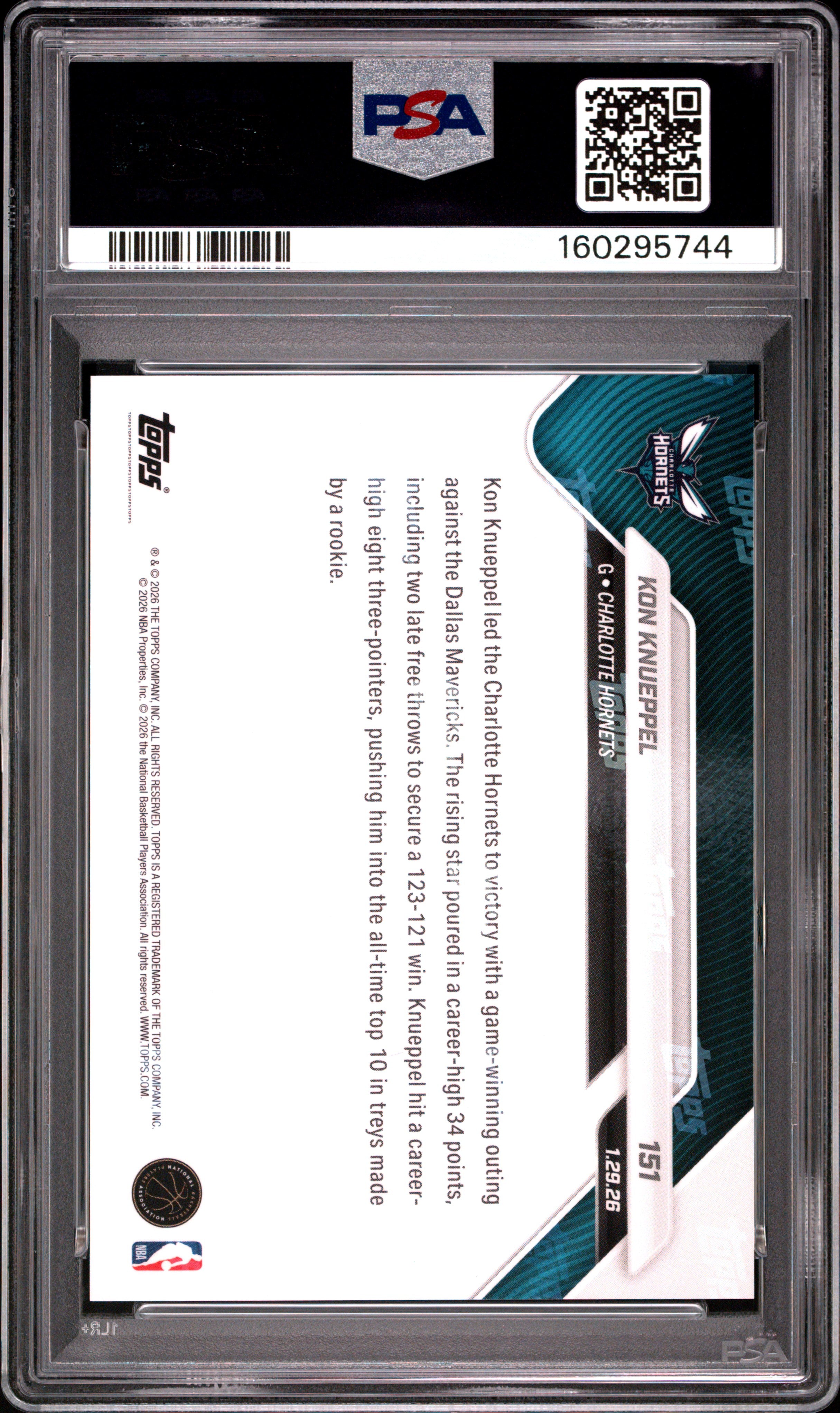 2025 Topps Now Kon Knueppel #151 PSA 10