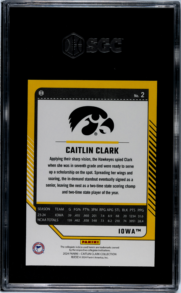 2024 Panini Caitlin Clark Collection Caitlin Clark #2 Donruss SGC 8