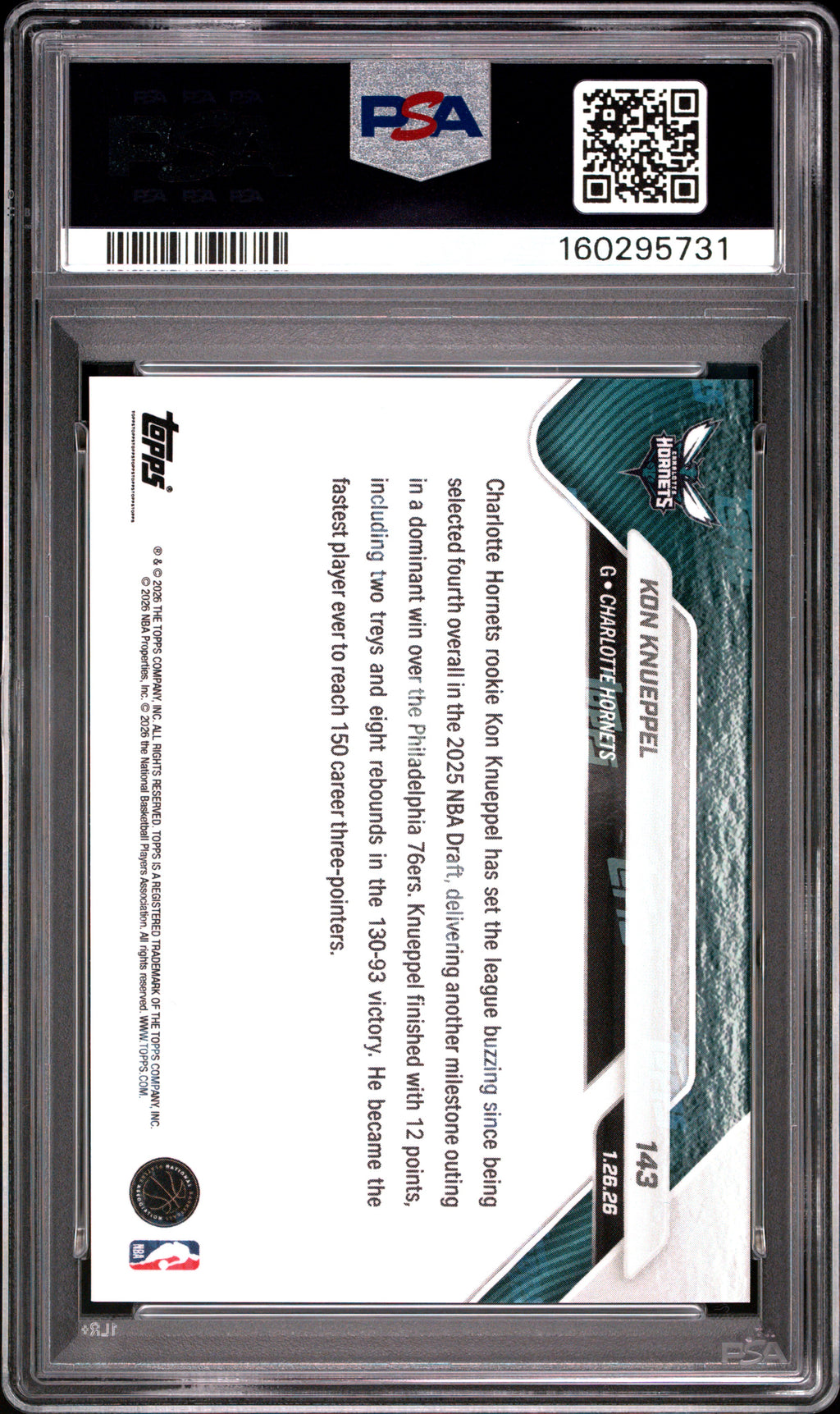 2025 Topps Now Kon Knueppel #143 PSA 10