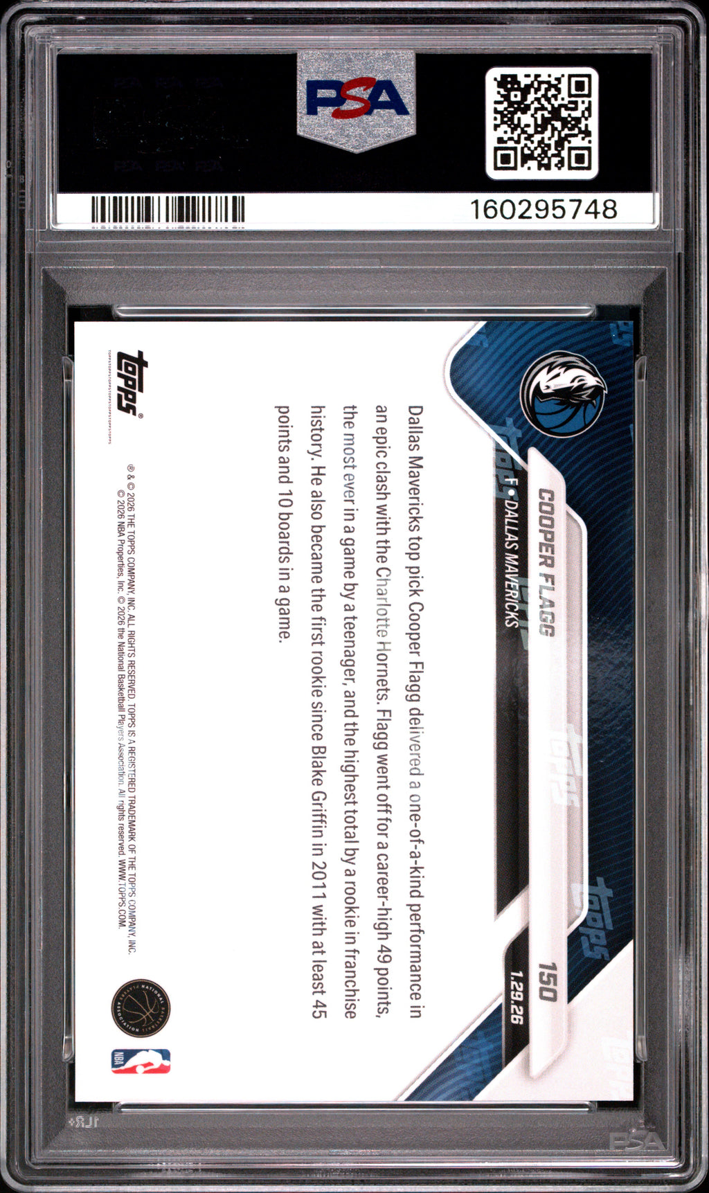 2025 Topps Now Cooper Flagg #150 PSA 10