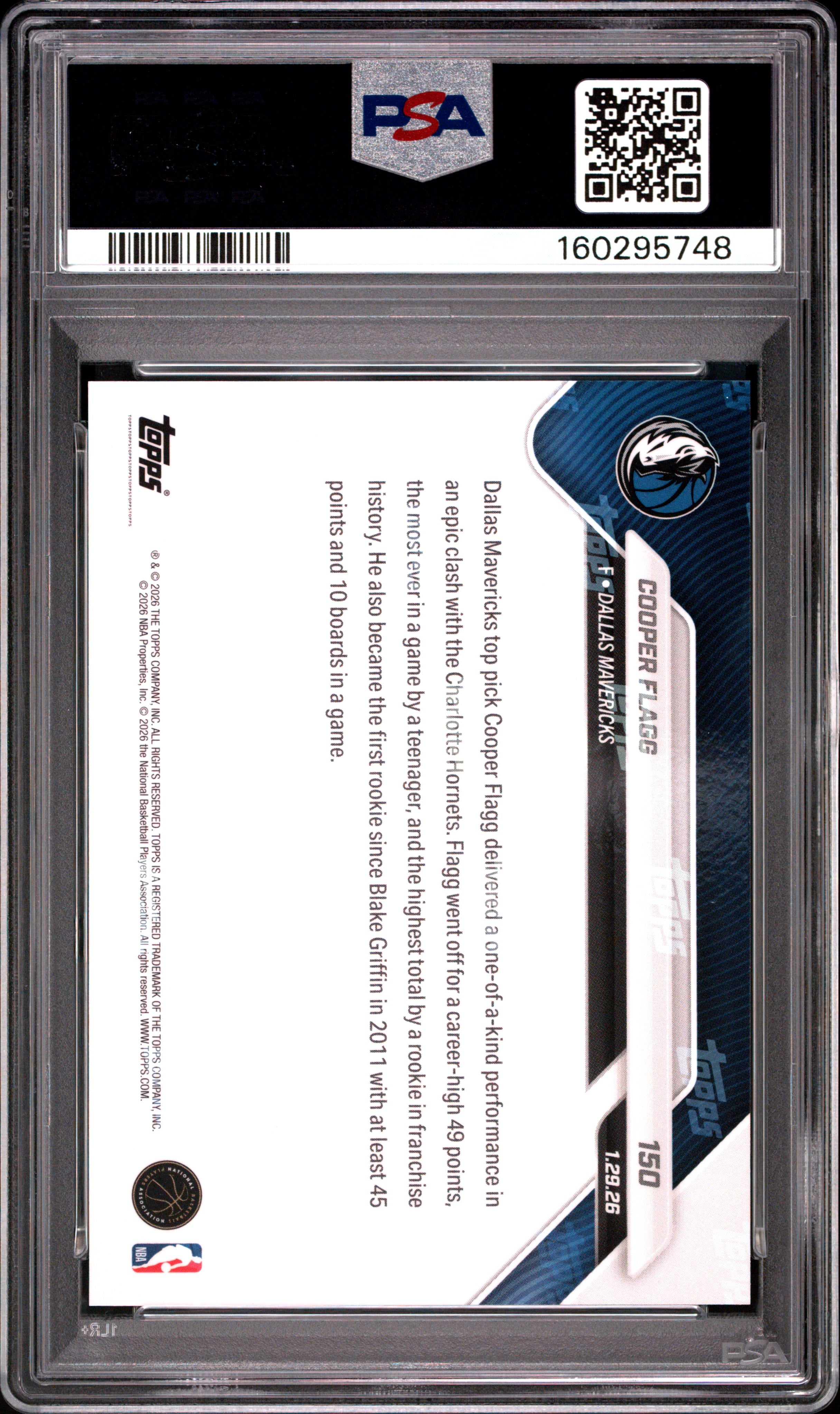 2025 Topps Now Cooper Flagg #150 PSA 10
